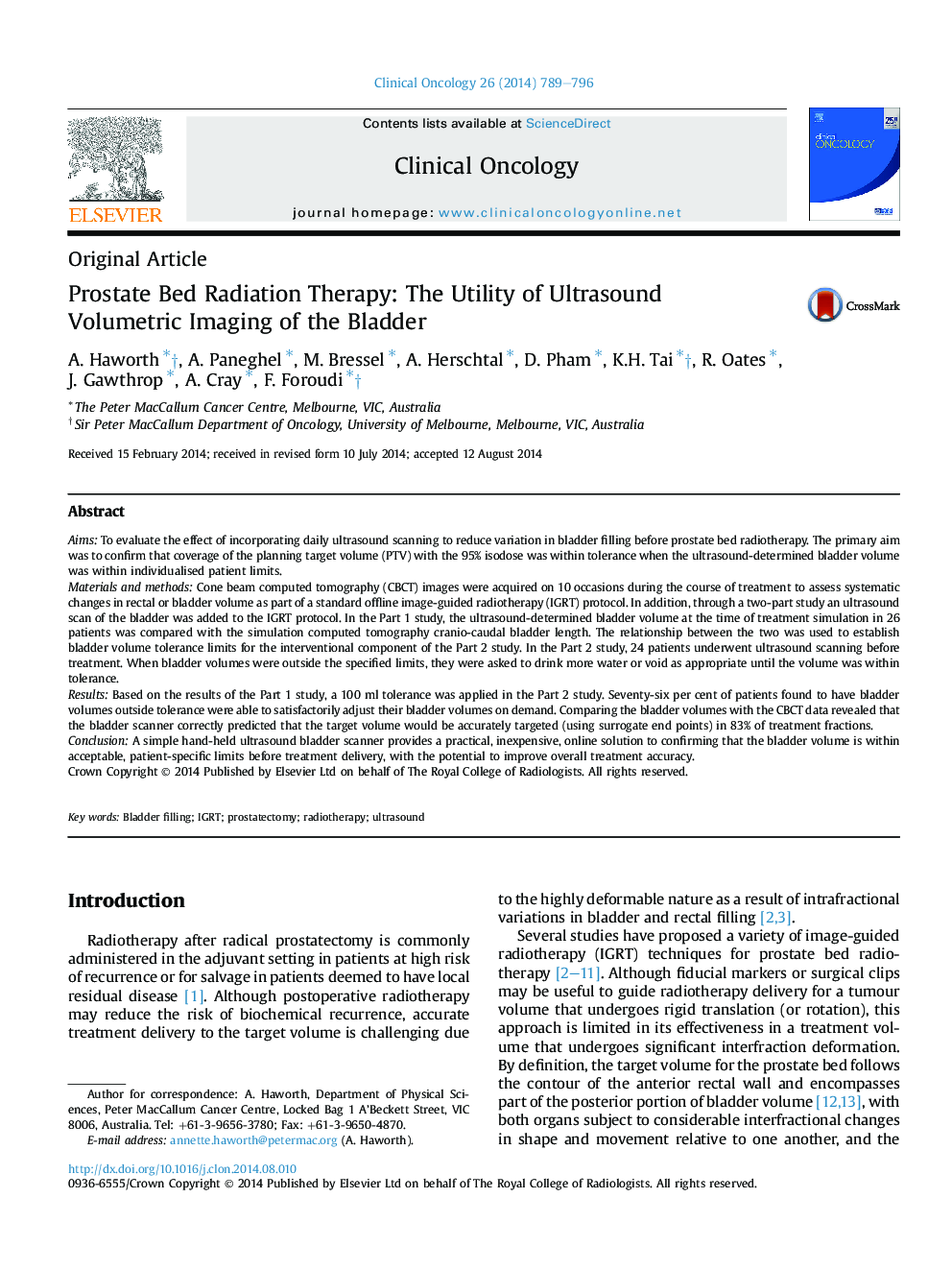 Prostate Bed Radiation Therapy: The Utility of Ultrasound Volumetric Imaging of the Bladder