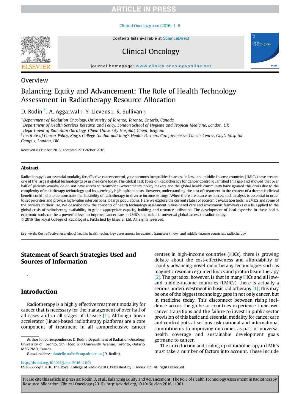 Balancing Equity and Advancement: The Role of Health Technology Assessment in Radiotherapy Resource Allocation