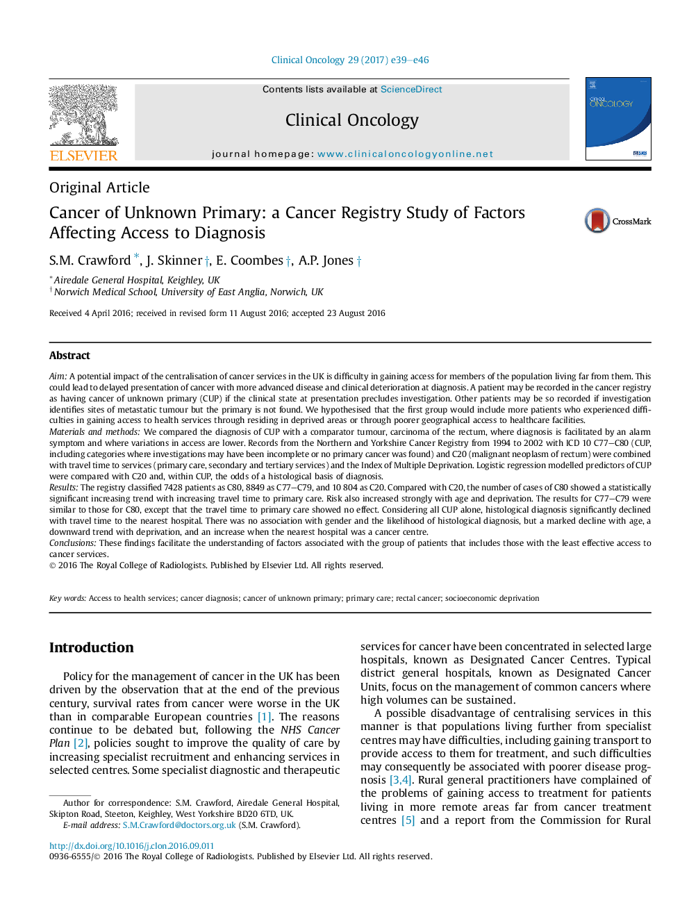 Cancer of Unknown Primary: a Cancer Registry Study of Factors Affecting Access to Diagnosis