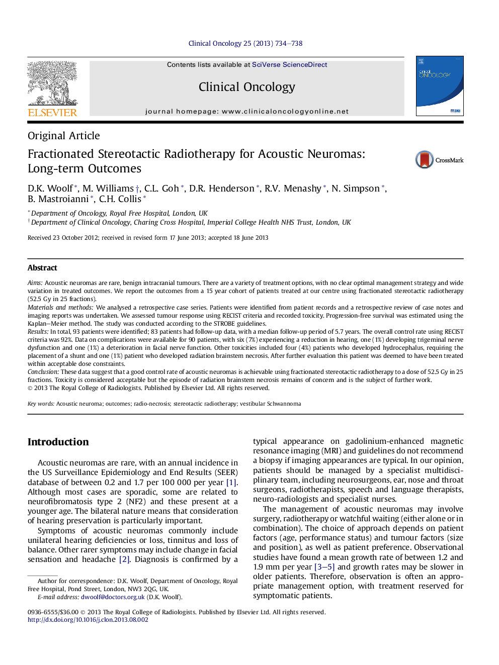 Fractionated Stereotactic Radiotherapy for Acoustic Neuromas: Long-term Outcomes