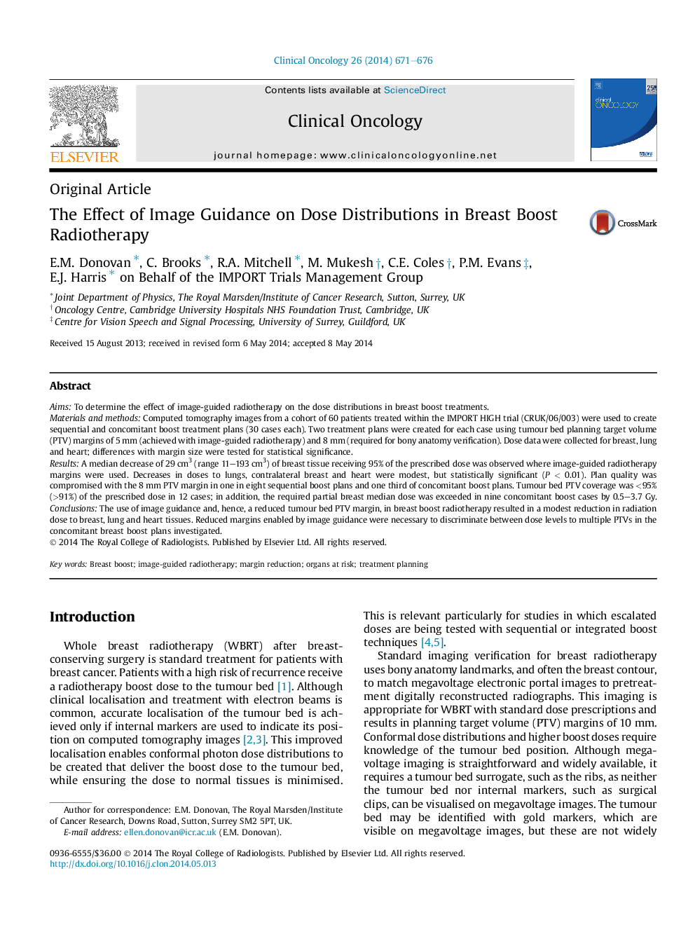 The Effect of Image Guidance on Dose Distributions in Breast Boost Radiotherapy