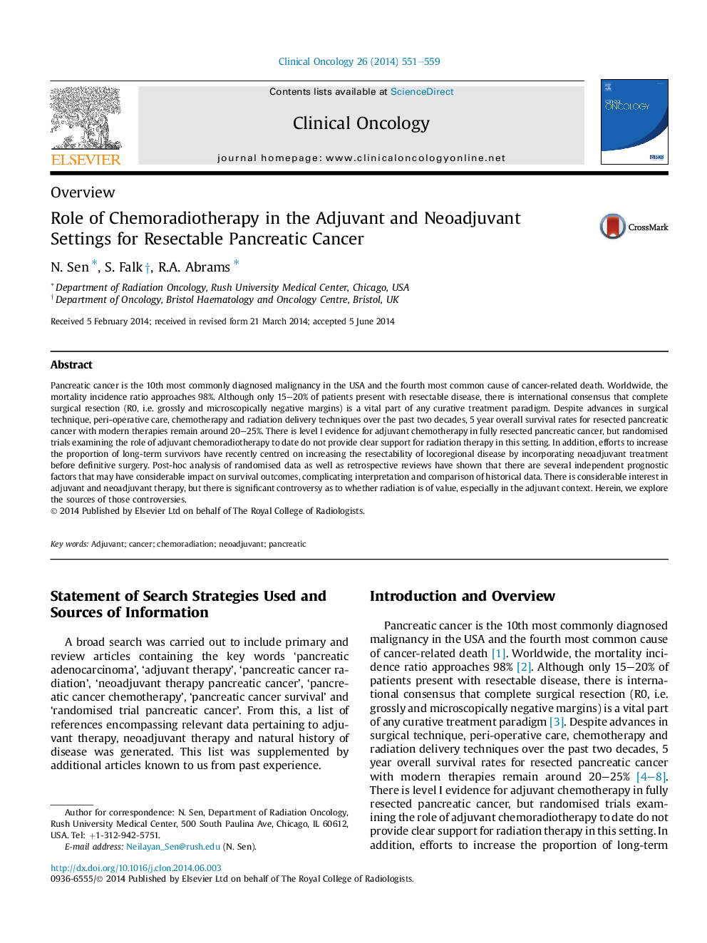 Role of Chemoradiotherapy in the Adjuvant and Neoadjuvant Settings for Resectable Pancreatic Cancer