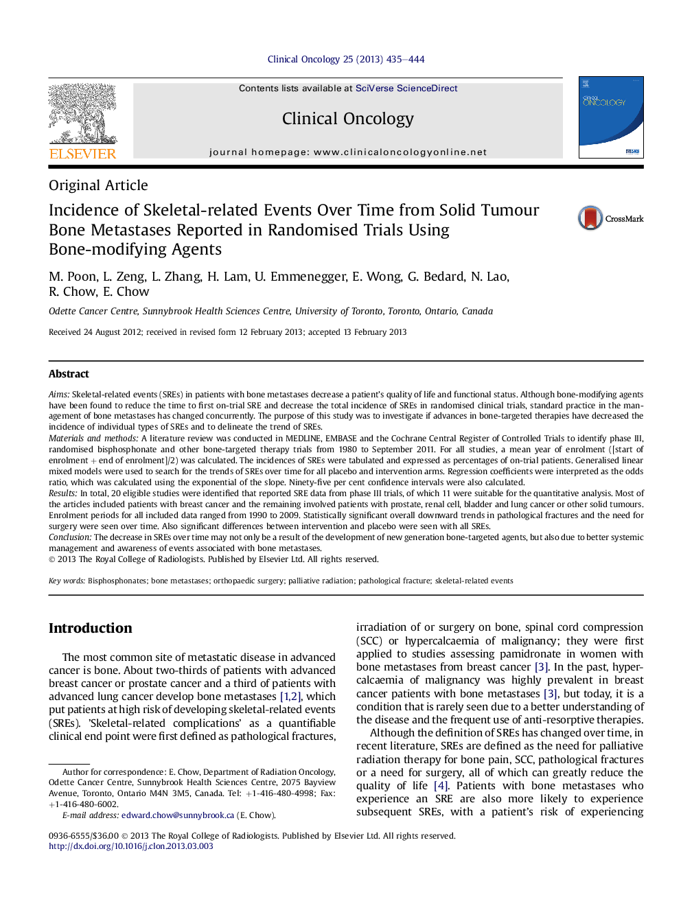 Incidence of Skeletal-related Events Over Time from Solid Tumour Bone Metastases Reported in Randomised Trials Using Bone-modifying Agents