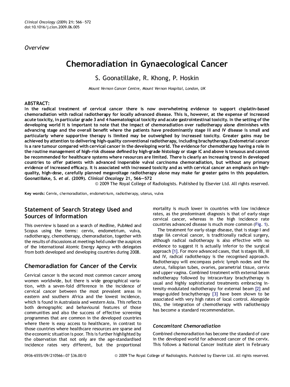 Chemoradiation in Gynaecological Cancer