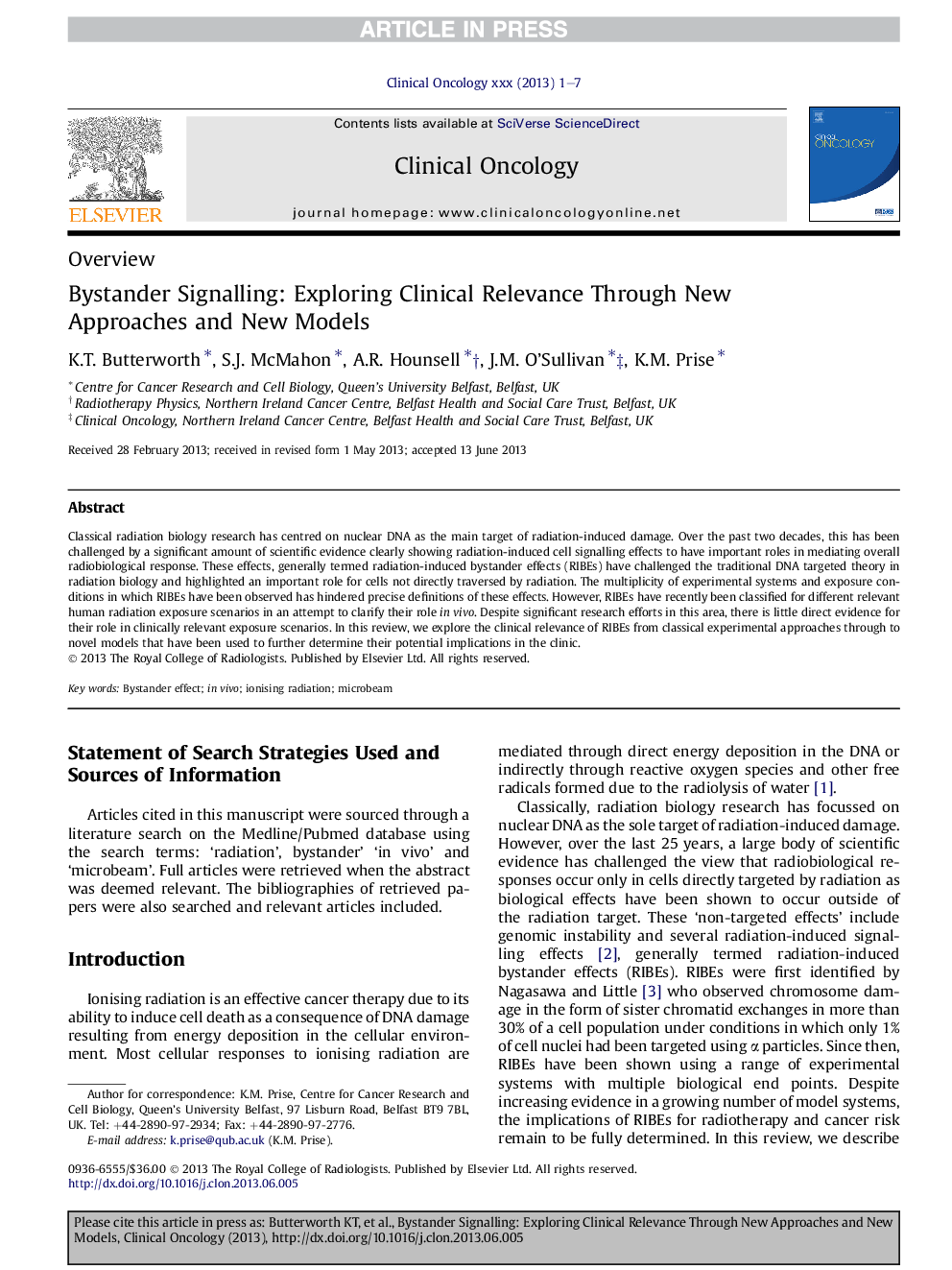 Bystander Signalling: Exploring Clinical Relevance Through New Approaches and New Models