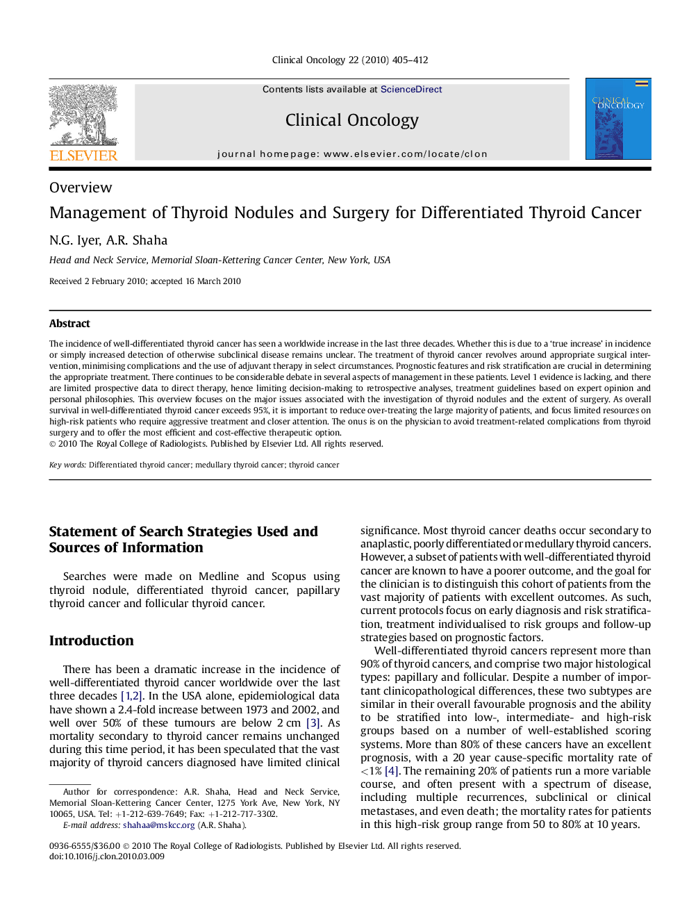 Management of Thyroid Nodules and Surgery for Differentiated Thyroid Cancer