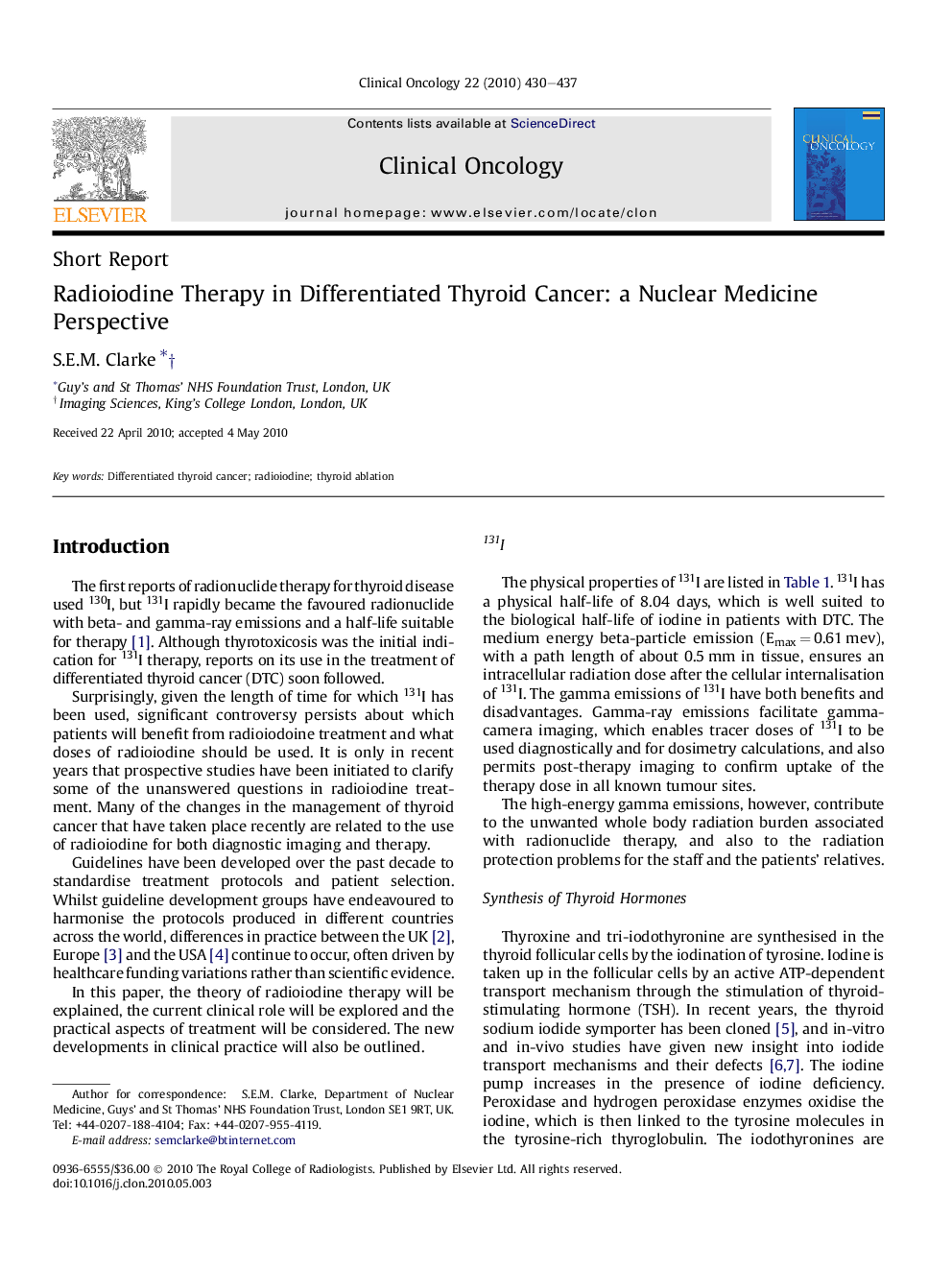 Radioiodine Therapy in Differentiated Thyroid Cancer: a Nuclear Medicine Perspective