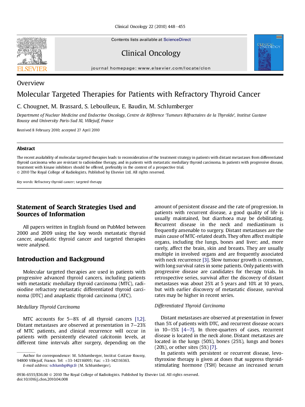 Molecular Targeted Therapies for Patients with Refractory Thyroid Cancer