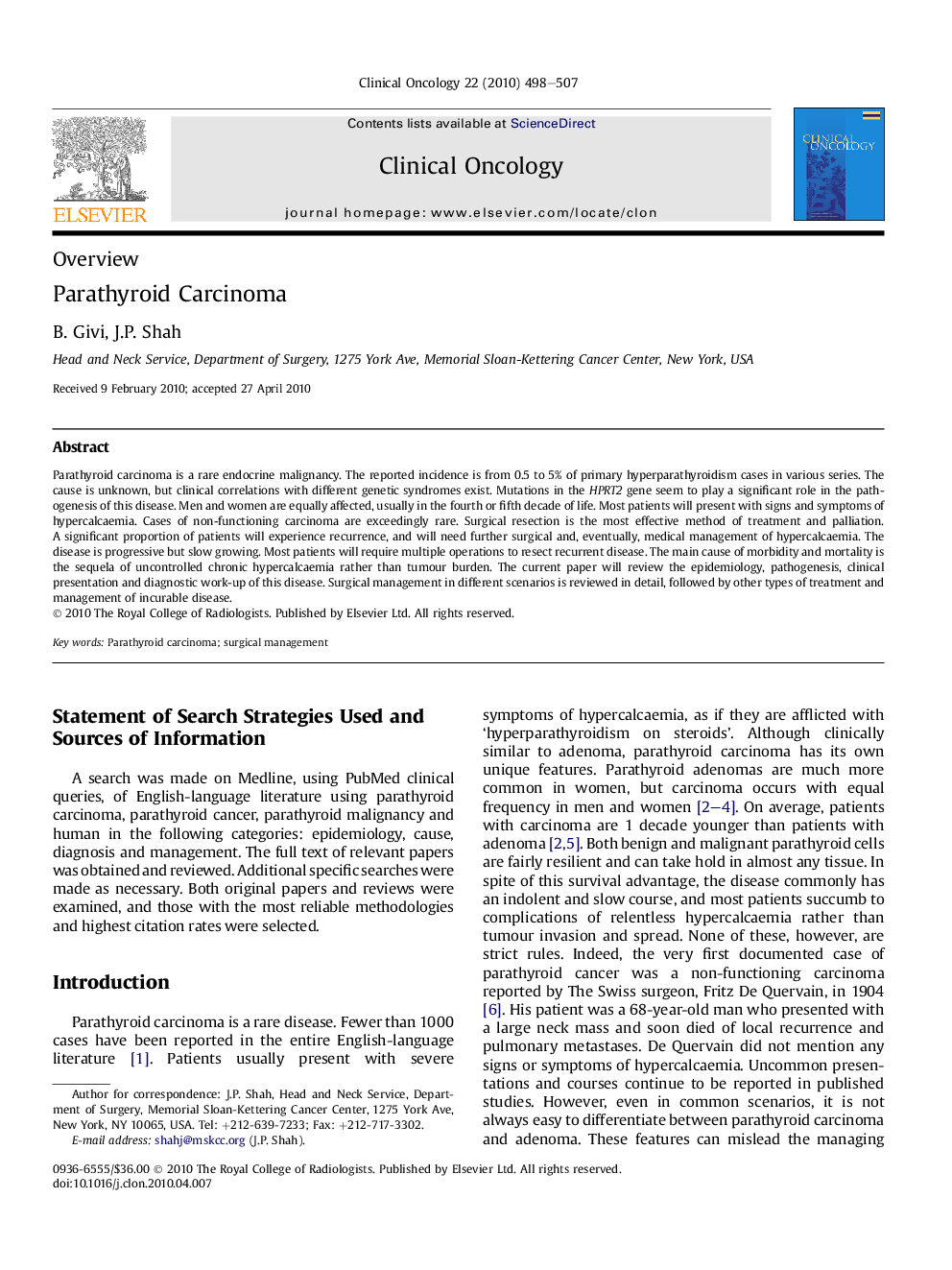 Parathyroid Carcinoma