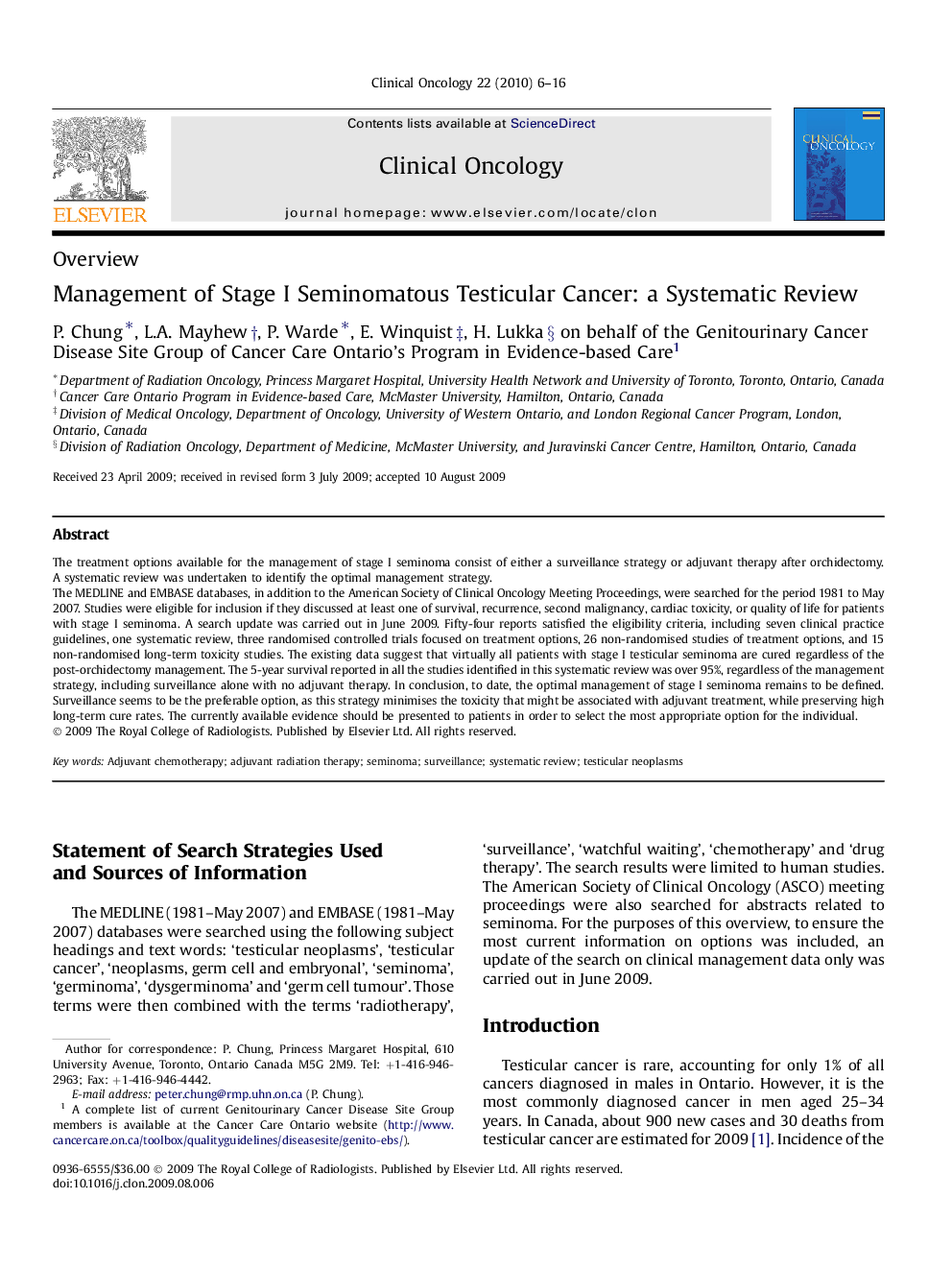 Management of Stage I Seminomatous Testicular Cancer: a Systematic Review