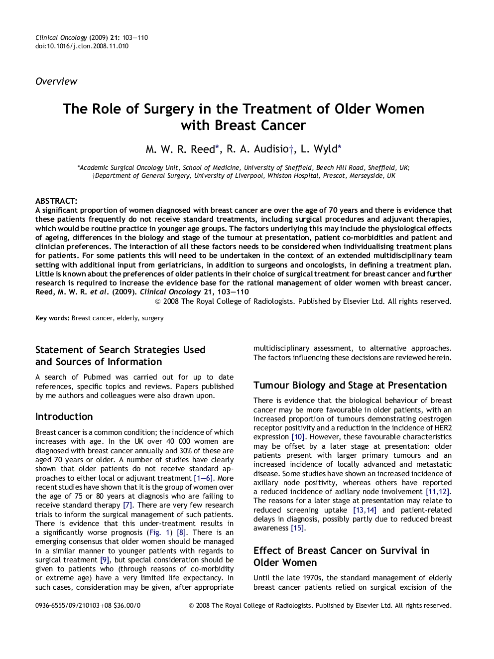 The Role of Surgery in the Treatment of Older Women with Breast Cancer