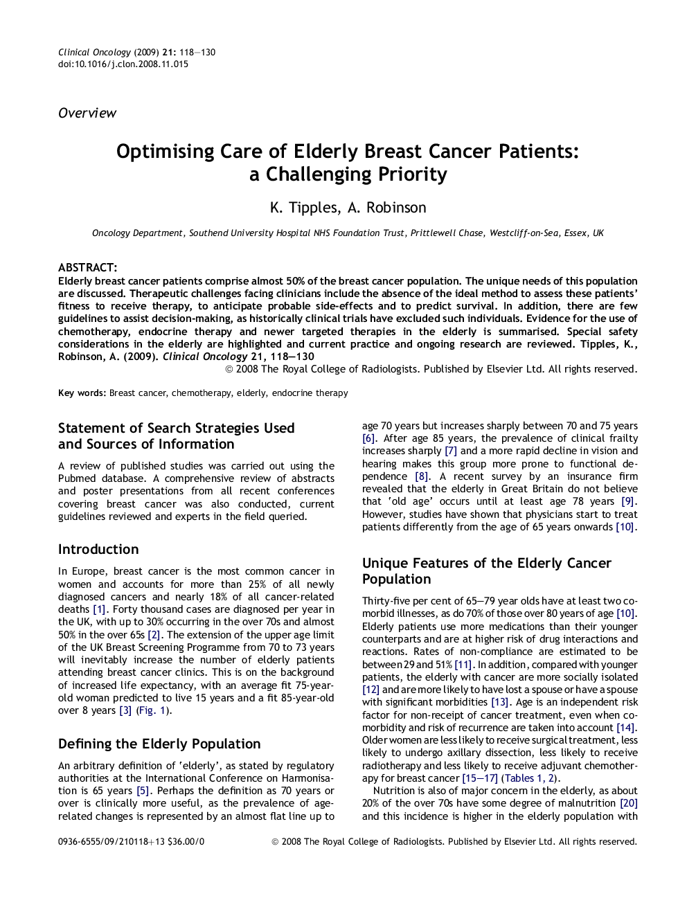 Optimising Care of Elderly Breast Cancer Patients: a Challenging Priority