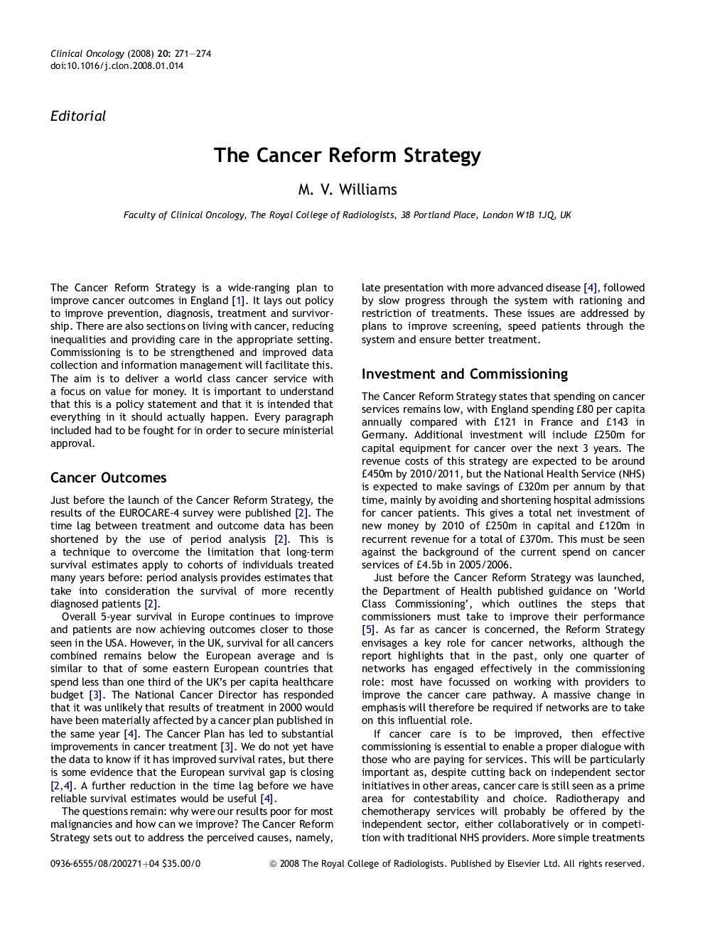 The Cancer Reform Strategy