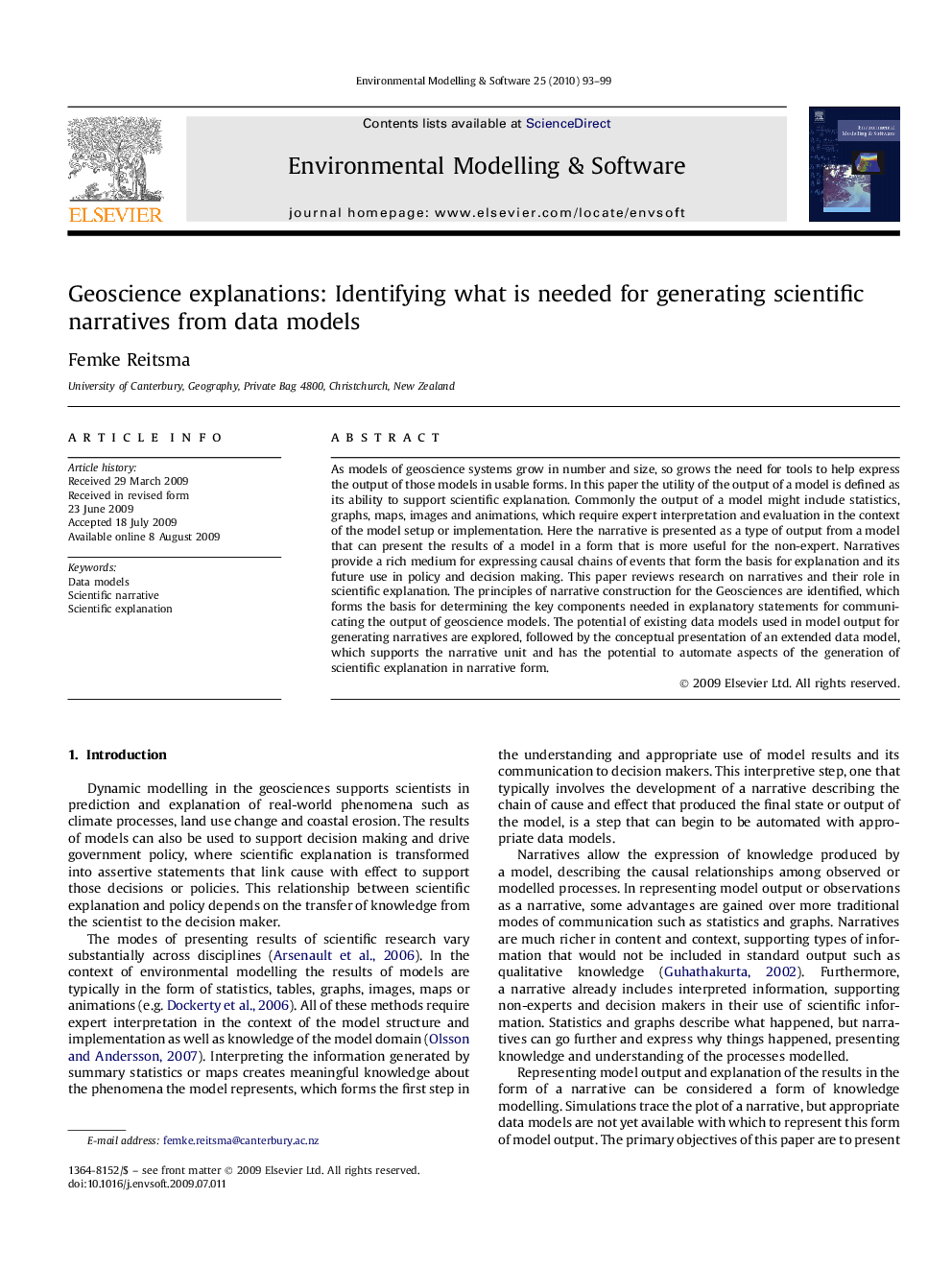 Geoscience explanations: Identifying what is needed for generating scientific narratives from data models