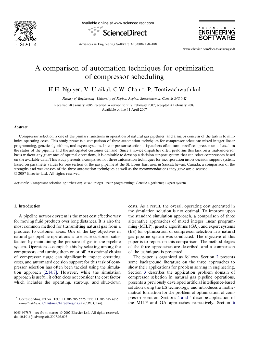 A comparison of automation techniques for optimization of compressor scheduling