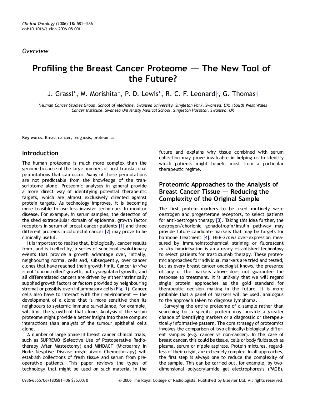 Profiling the Breast Cancer Proteome - The New Tool of the Future?