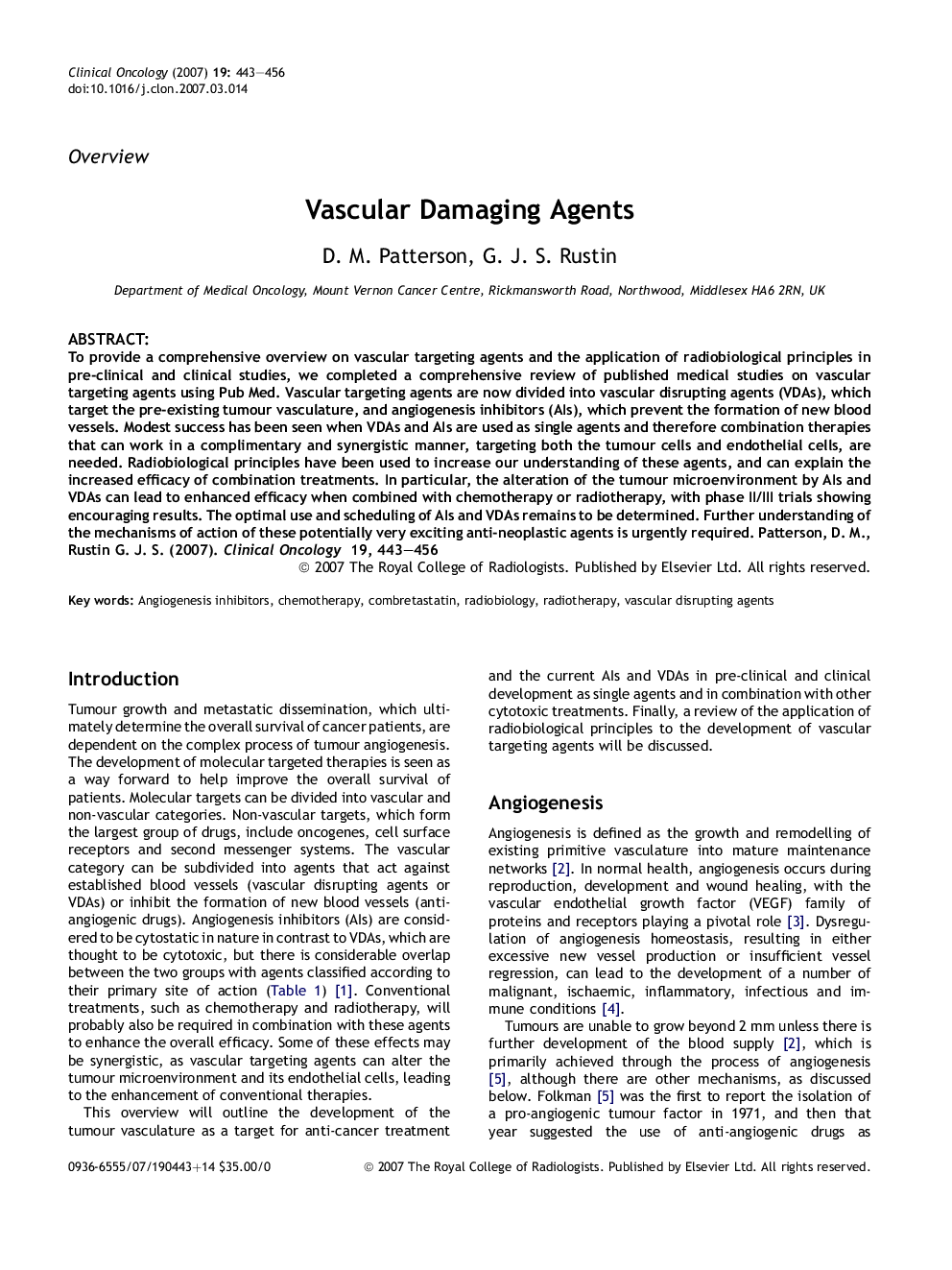 Vascular Damaging Agents