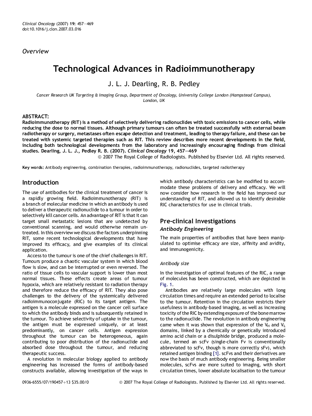 Technological Advances in Radioimmunotherapy