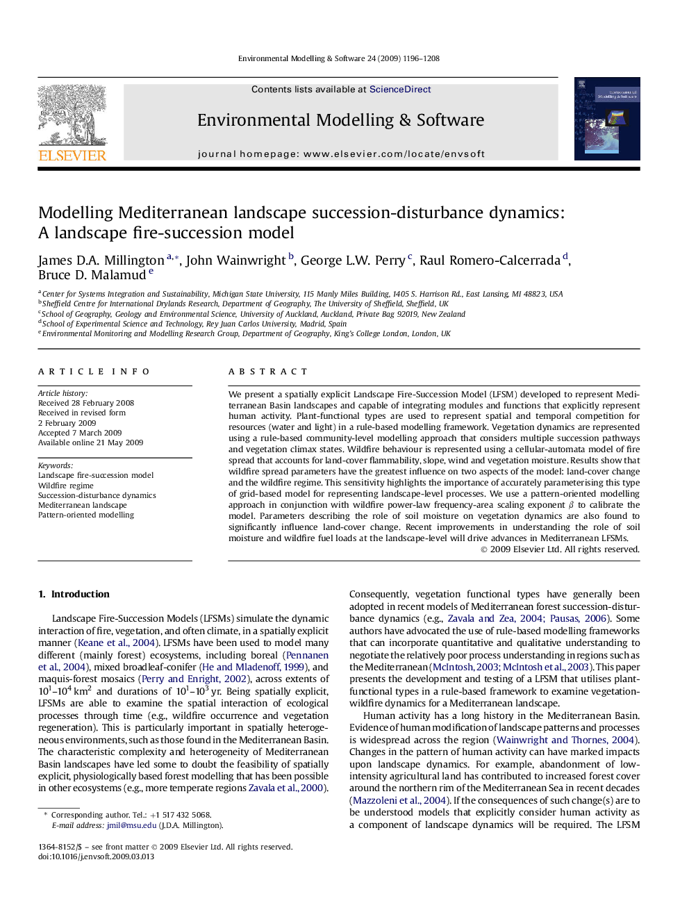 Modelling Mediterranean landscape succession-disturbance dynamics: A landscape fire-succession model