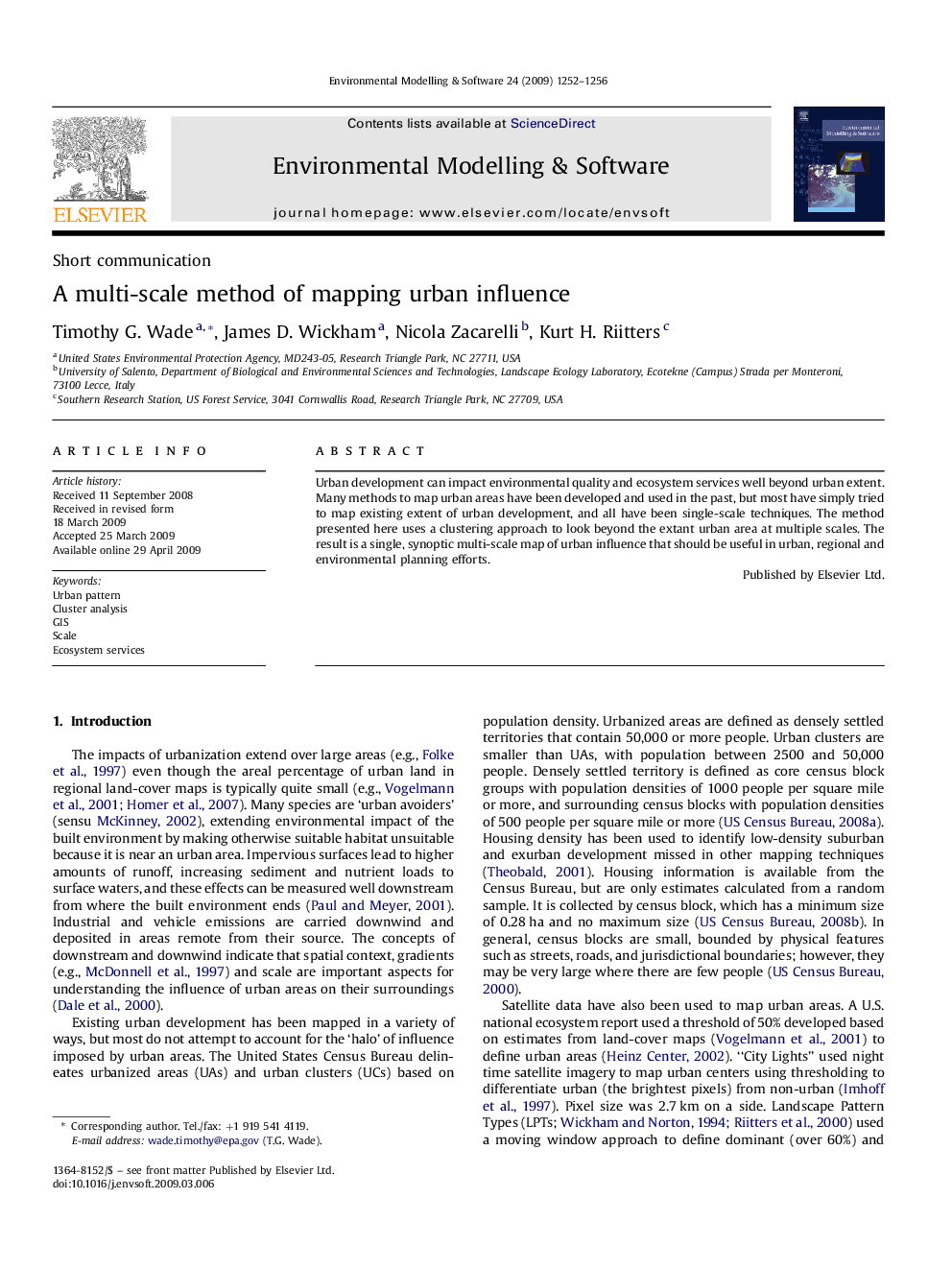 A multi-scale method of mapping urban influence