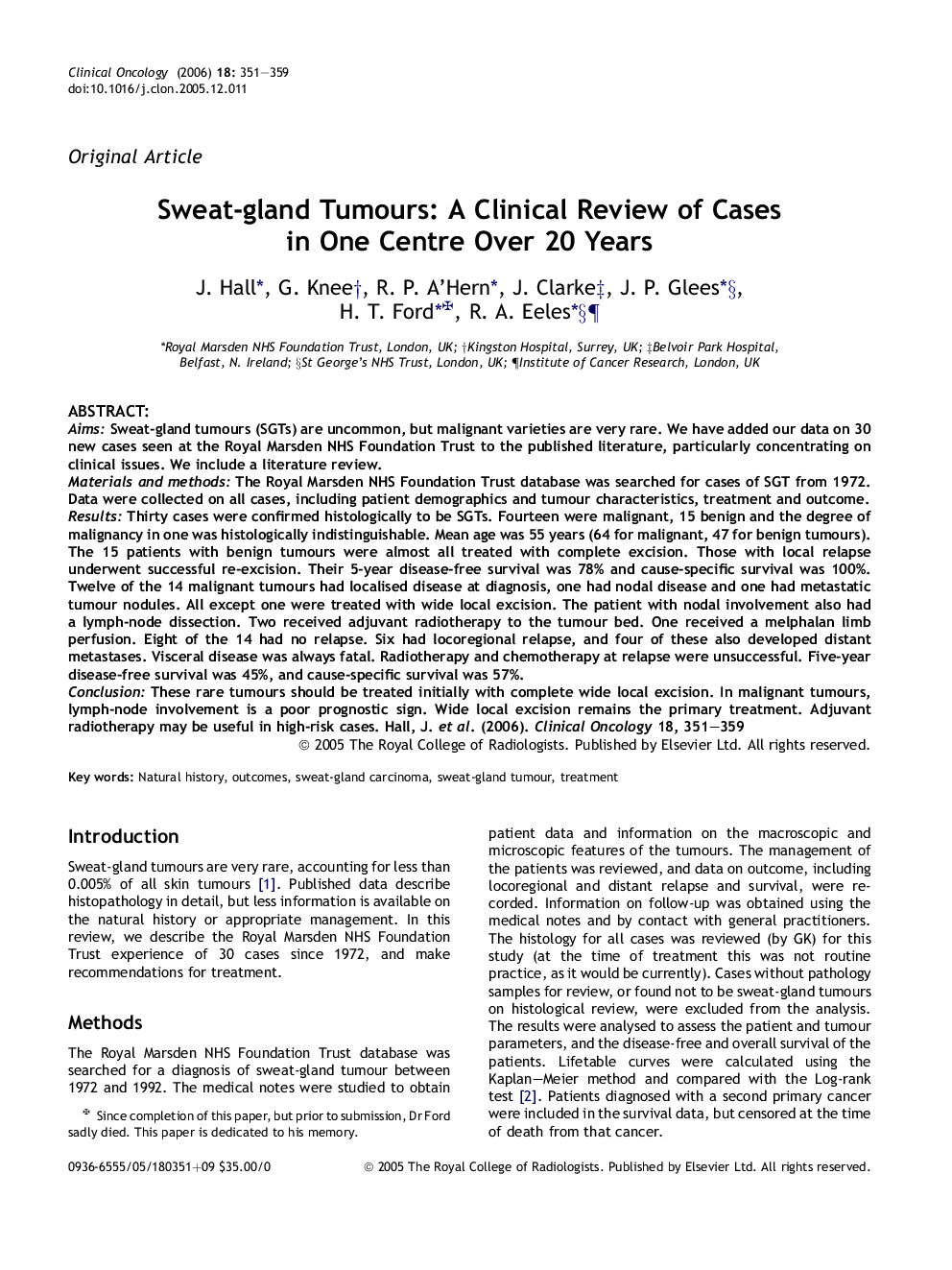 Sweat-gland Tumours: A Clinical Review of Cases in One Centre Over 20 Years