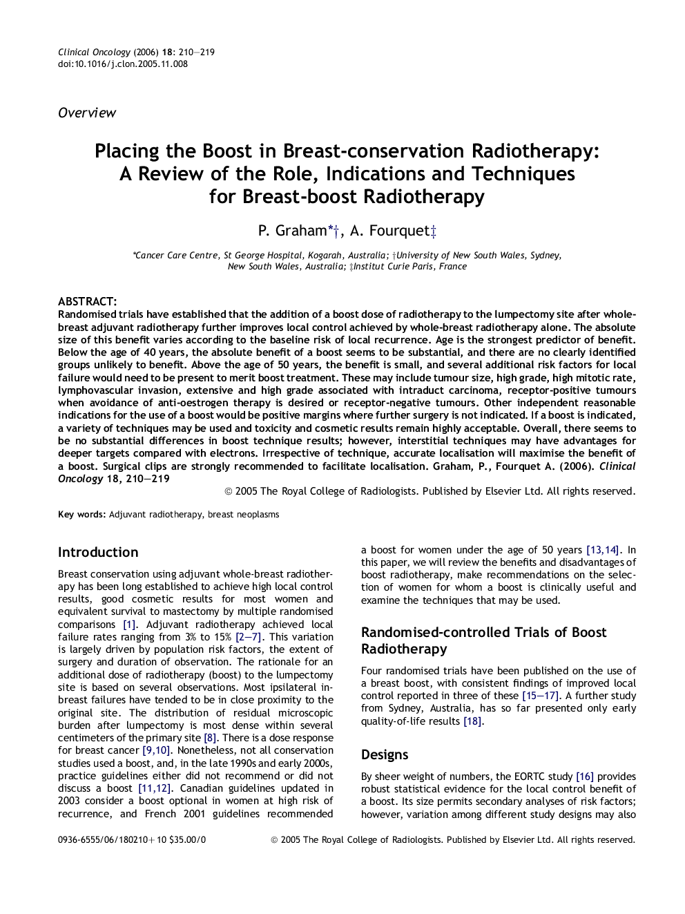 Placing the Boost in Breast-conservation Radiotherapy: A Review of the Role, Indications and Techniques for Breast-boost Radiotherapy