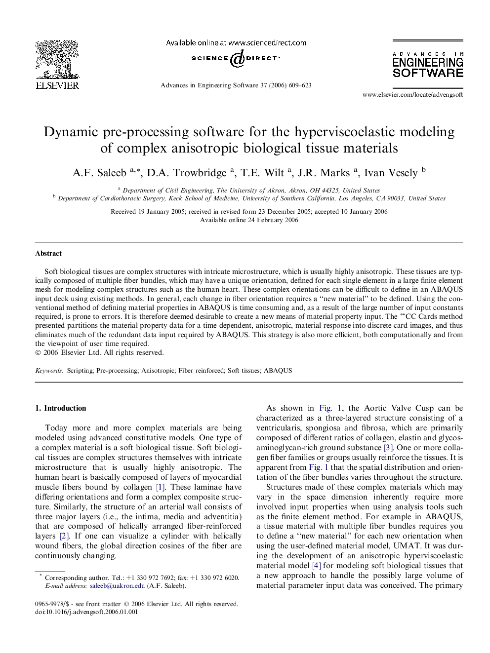 Dynamic pre-processing software for the hyperviscoelastic modeling of complex anisotropic biological tissue materials