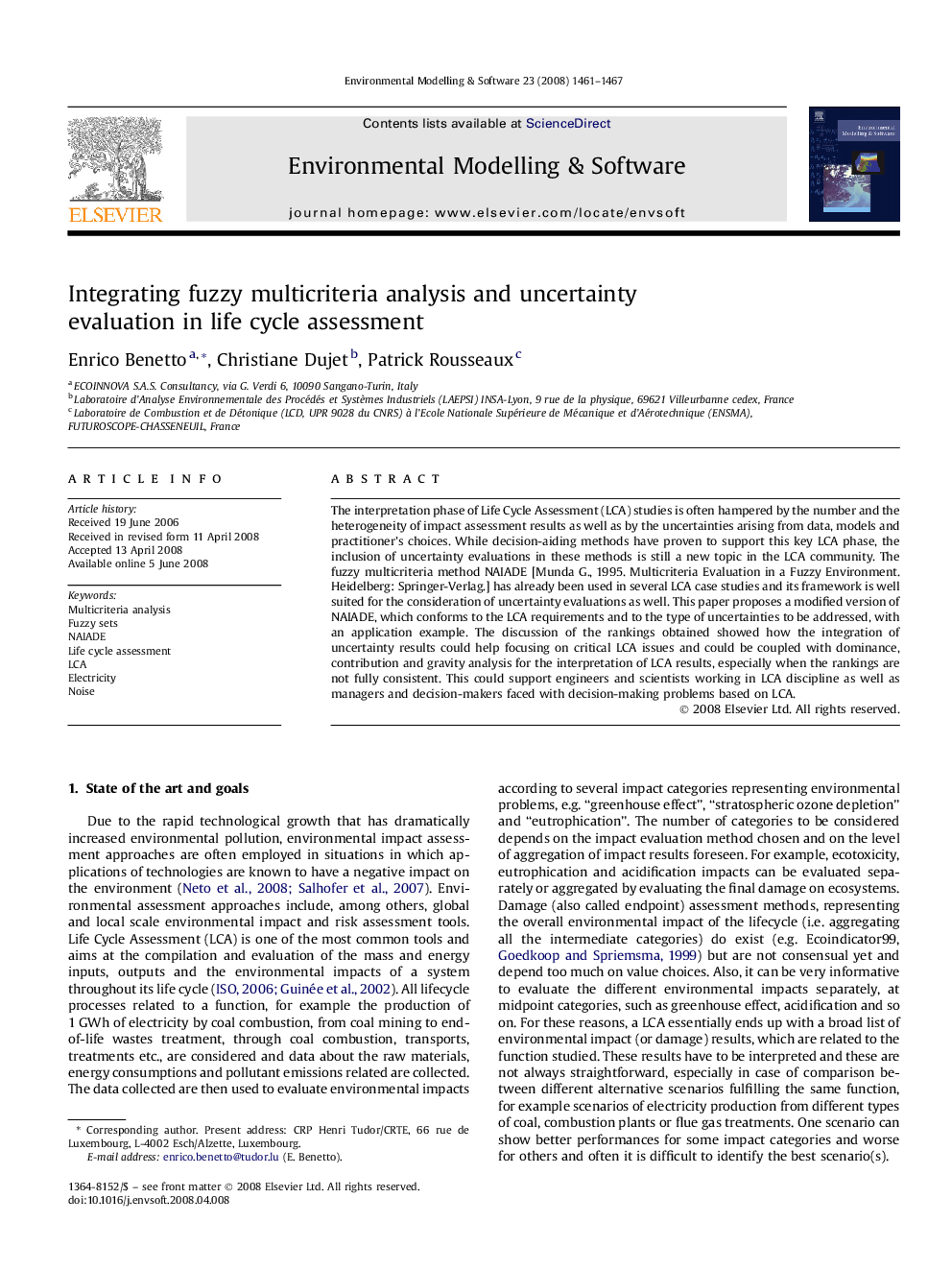 Integrating fuzzy multicriteria analysis and uncertainty evaluation in life cycle assessment