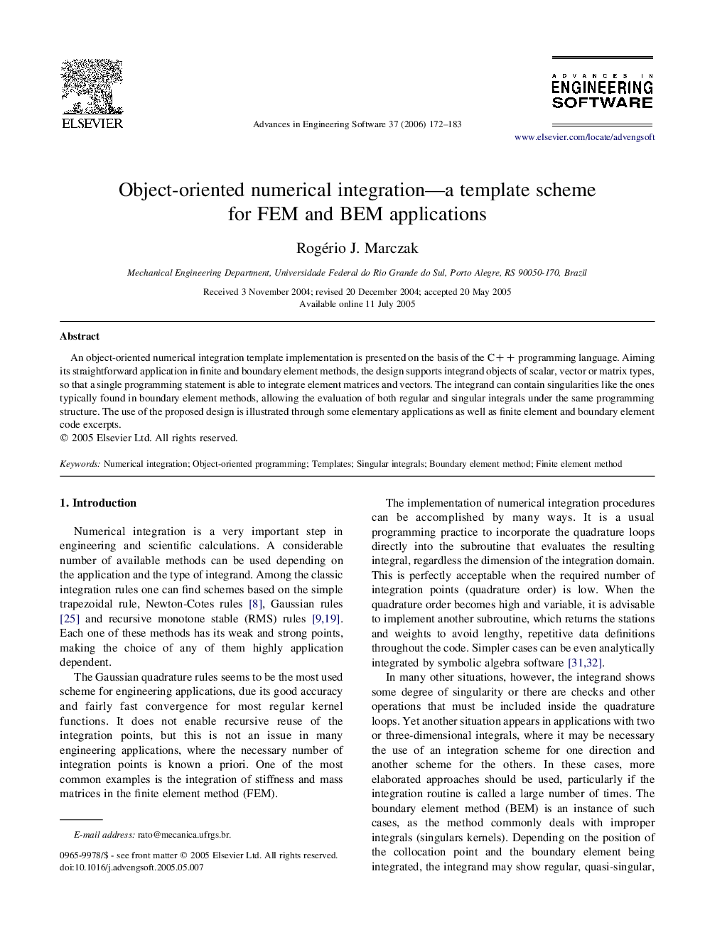 Object-oriented numerical integration—a template scheme for FEM and BEM applications