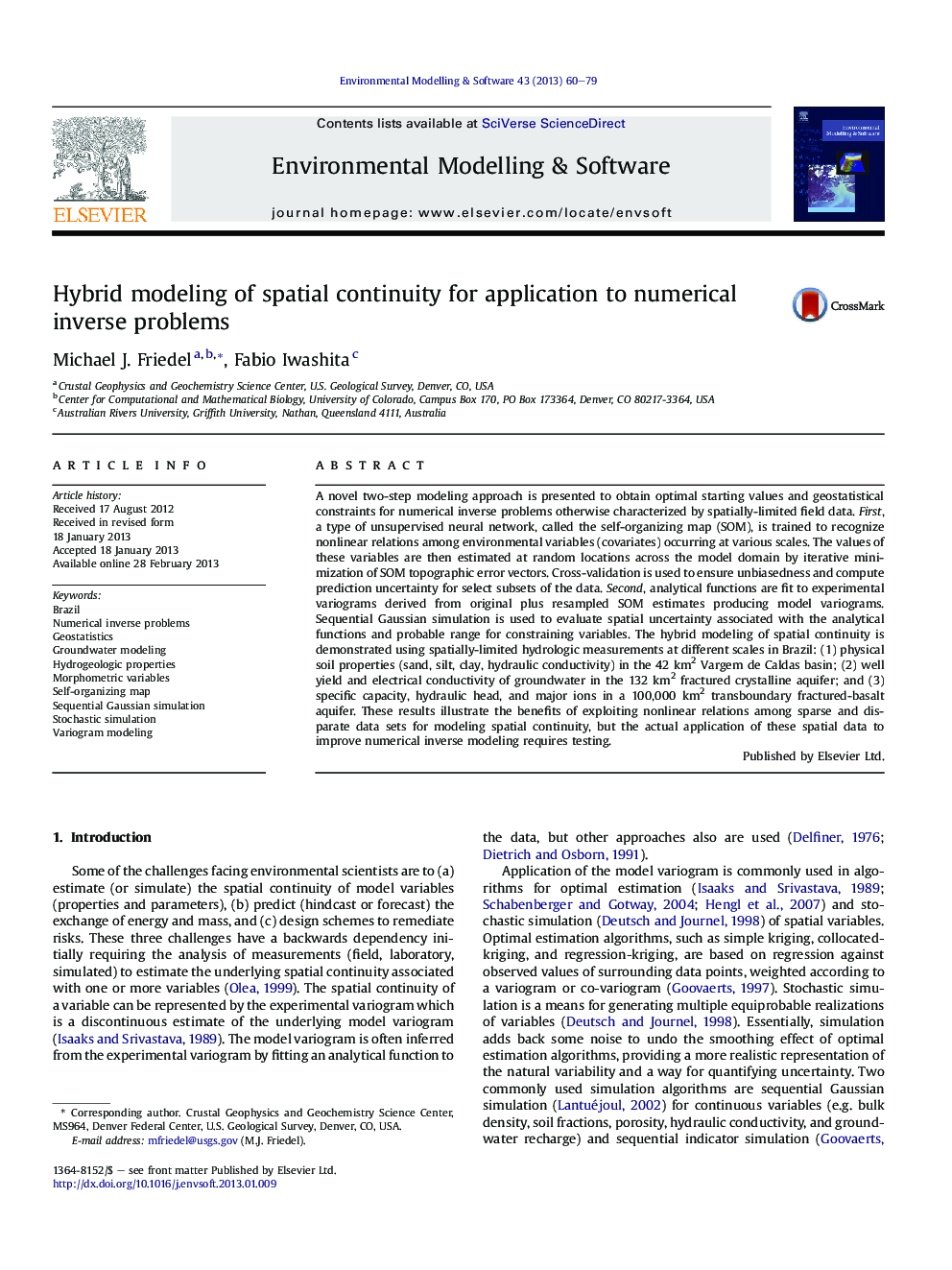 Hybrid modeling of spatial continuity for application to numerical inverse problems