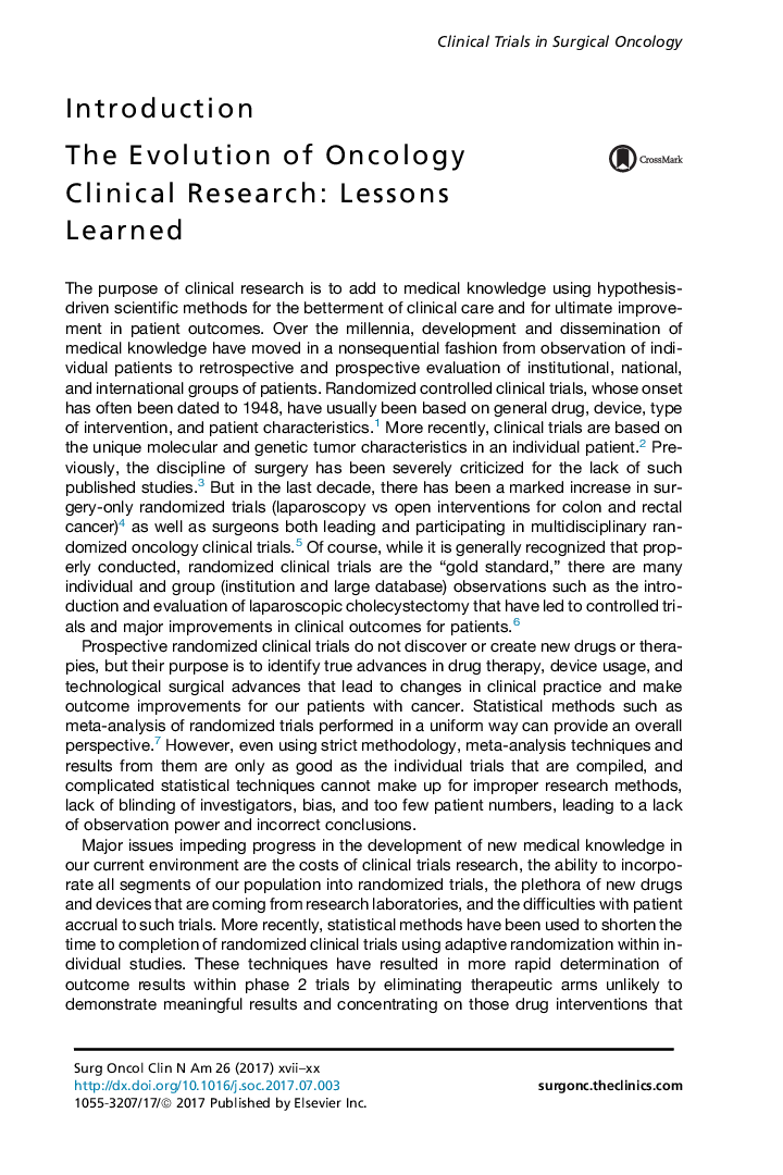 The Evolution of Oncology Clinical Research: Lessons Learned