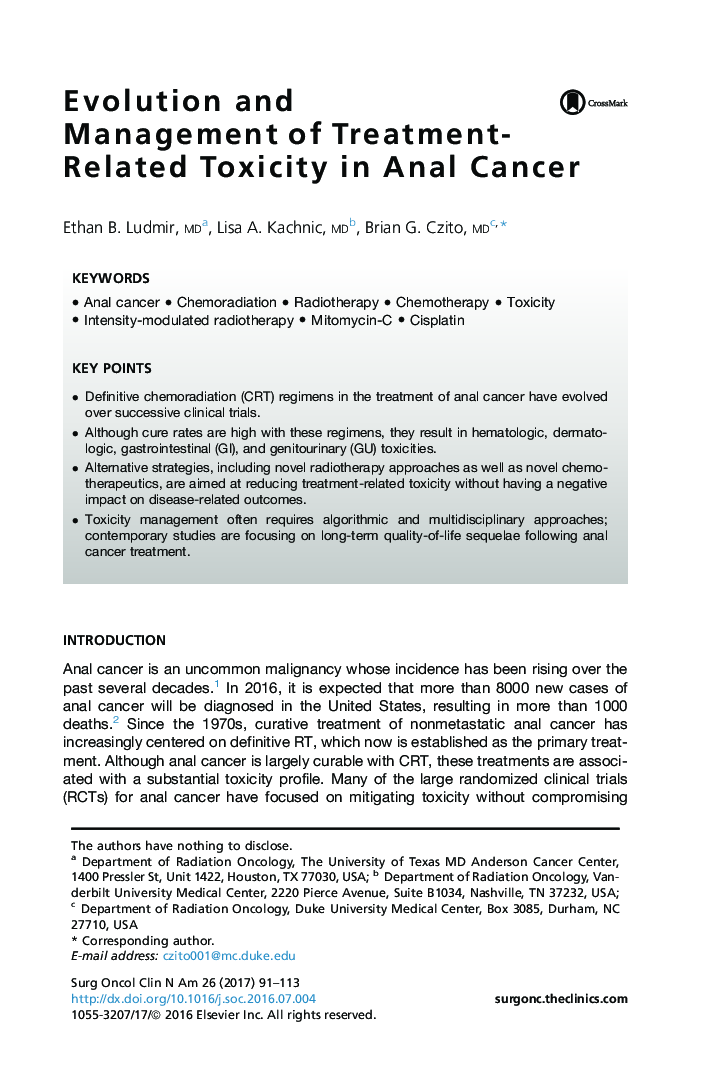 Evolution and Management of Treatment-Related Toxicity in Anal Cancer