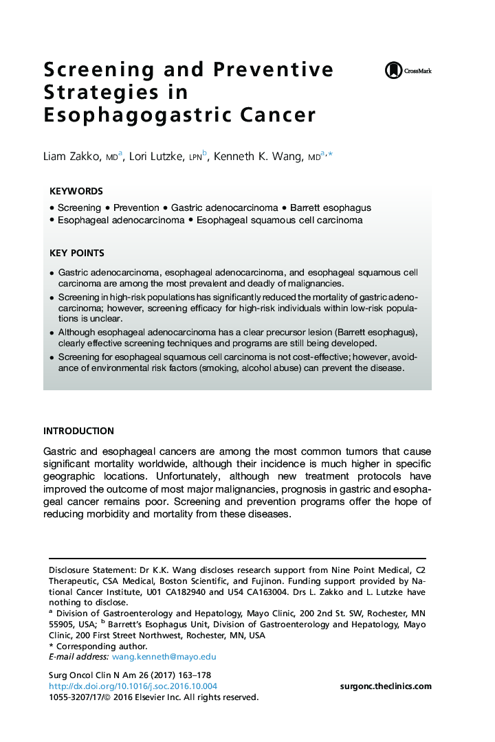 Screening and Preventive Strategies in Esophagogastric Cancer