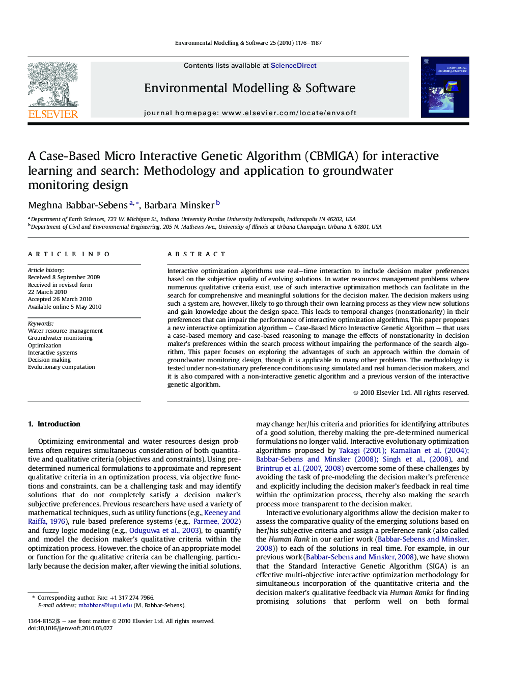 A Case-Based Micro Interactive Genetic Algorithm (CBMIGA) for interactive learning and search: Methodology and application to groundwater monitoring design