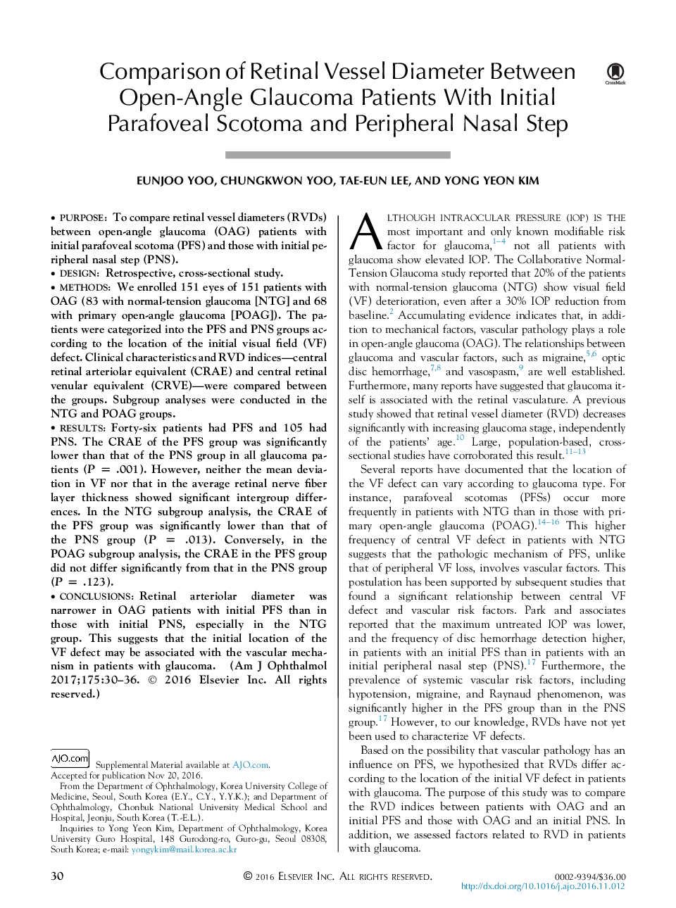 مقایسه قطر حیوانی شبکیه بین بیماران مبتلا به گلوکوم باز زایمان با اسکاتووا پارافوئال اسکاتووا و مرحله طبیعی بینی 