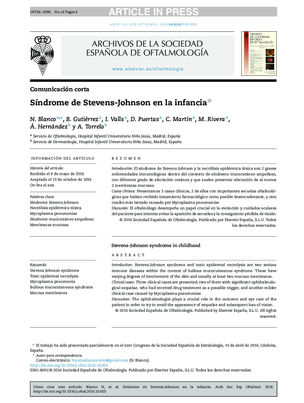 SÃ­ndrome de Stevens-Johnson en la infancia