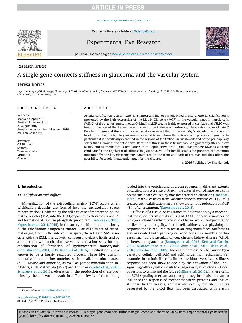 A single gene connects stiffness in glaucoma and the vascular system