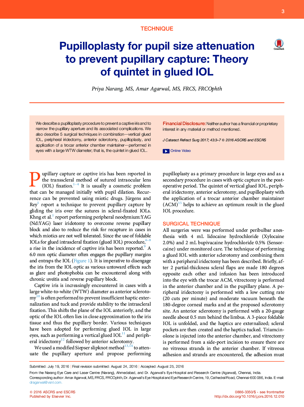 Pupilloplasty for pupil size attenuation toÂ prevent pupillary capture: Theory ofÂ quintetÂ in glued IOL