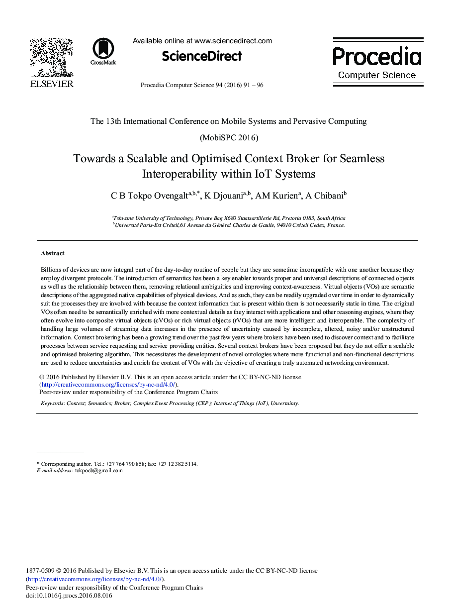 Towards a Scalable and Optimised Context Broker for Seamless Interoperability within IoT Systems 