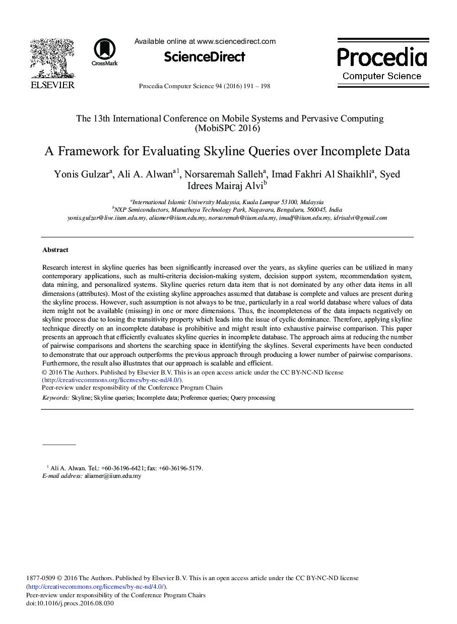 A Framework for Evaluating Skyline Queries over Incomplete Data 