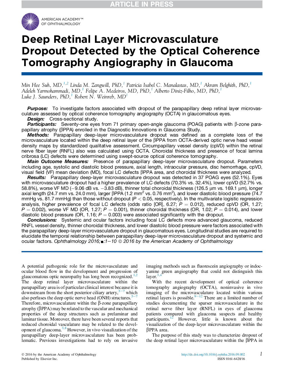 انفجار میکروسکوپیک لایه شبکیه عمیق شناسایی شده توسط توموگرافی تداخل نوری انجیوگرافی در گلوکوما 