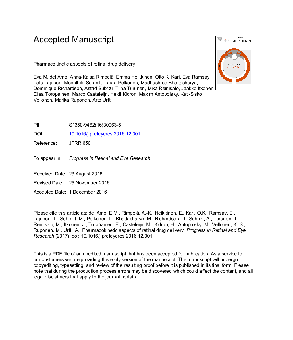 Pharmacokinetic aspects of retinal drug delivery