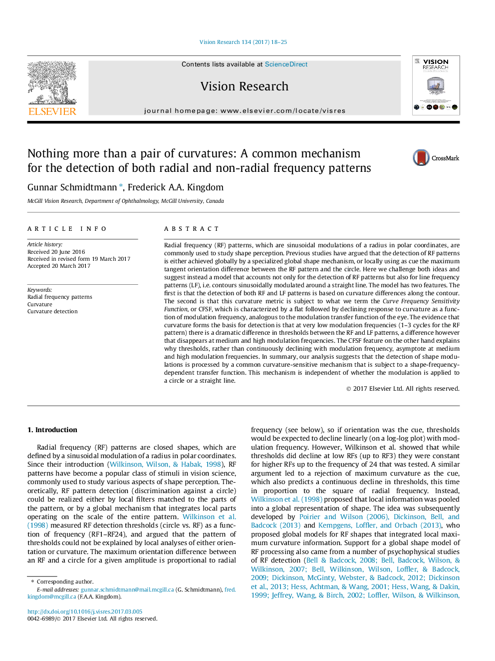 Nothing more than a pair of curvatures: A common mechanism for the detection of both radial and non-radial frequency patterns