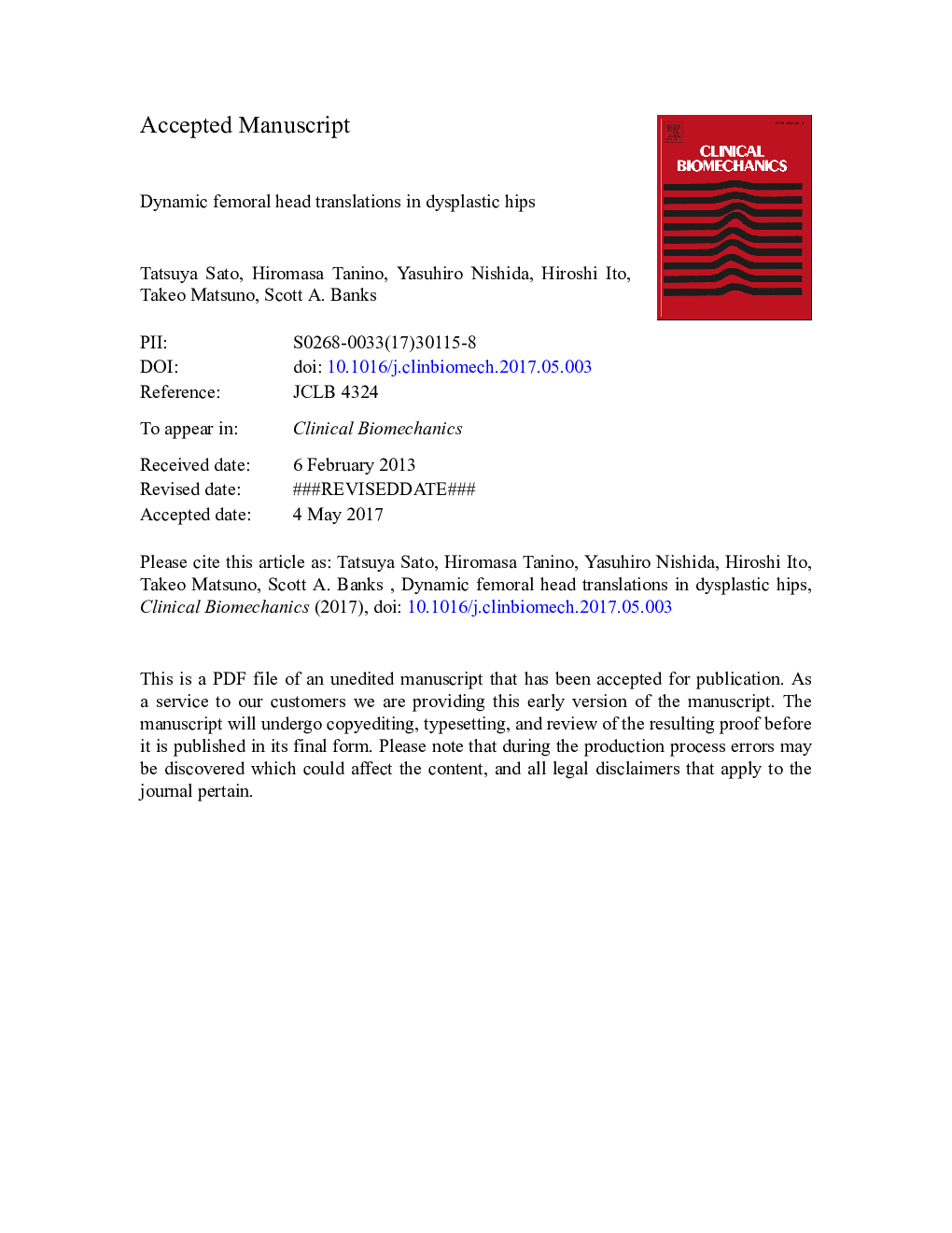 Dynamic femoral head translations in dysplastic hips