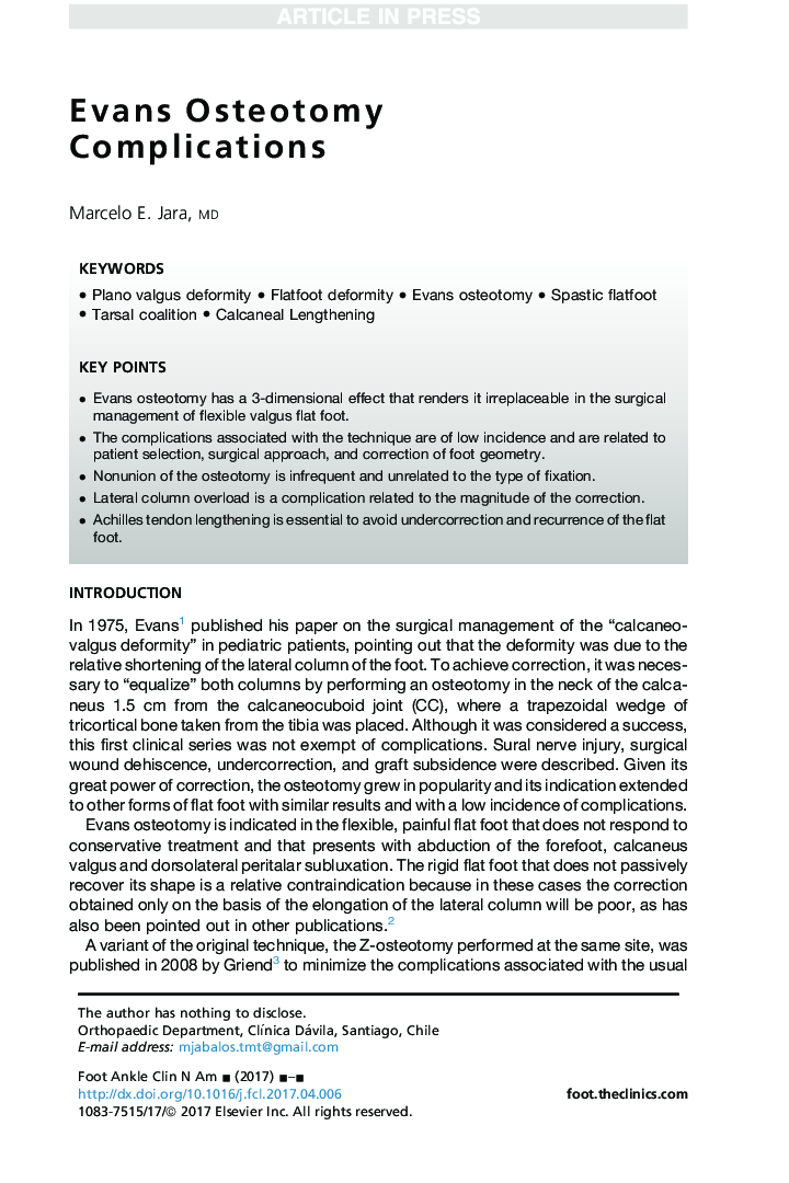 Evans Osteotomy Complications