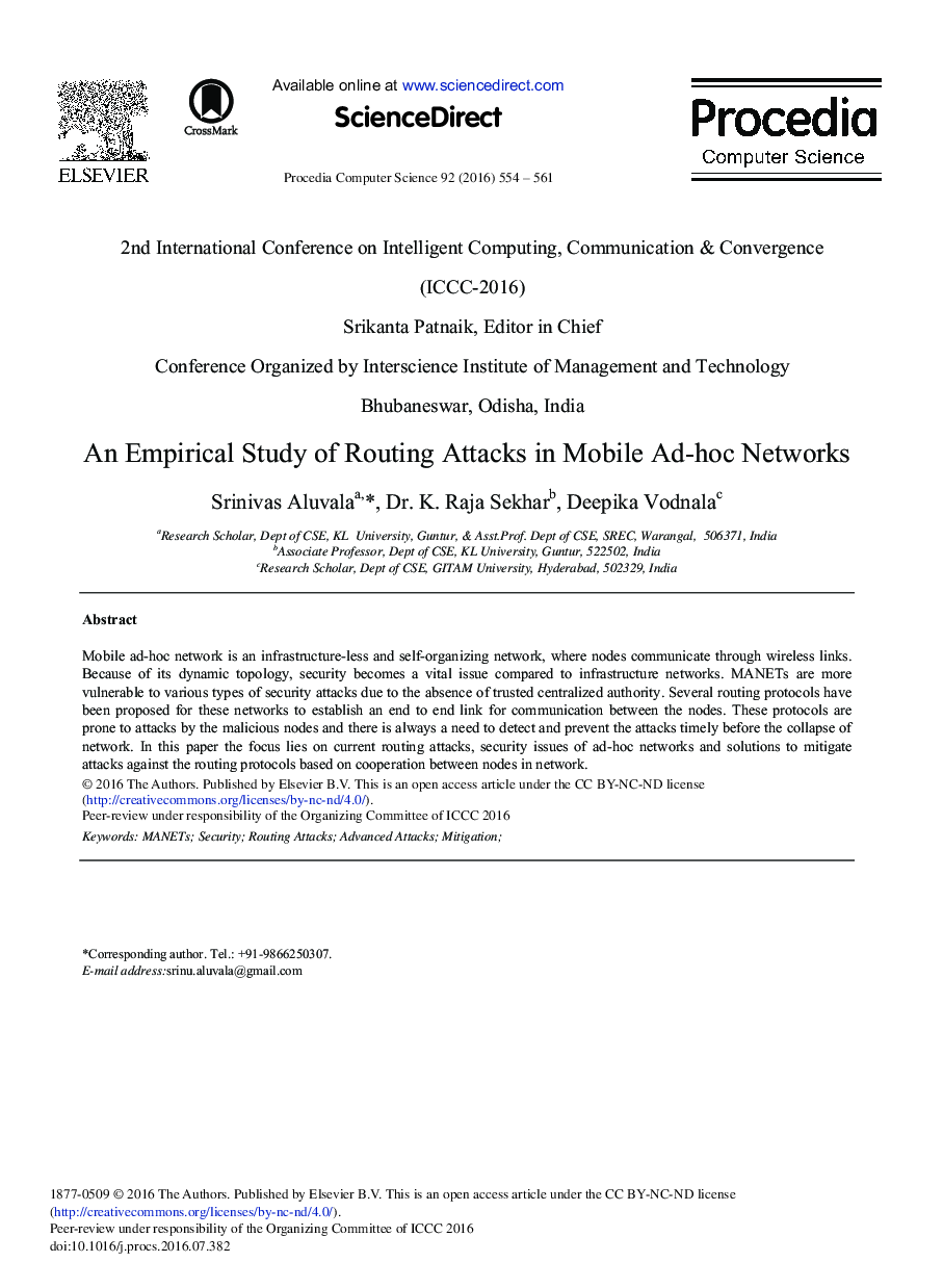 An Empirical Study of Routing Attacks in Mobile Ad-hoc Networks 