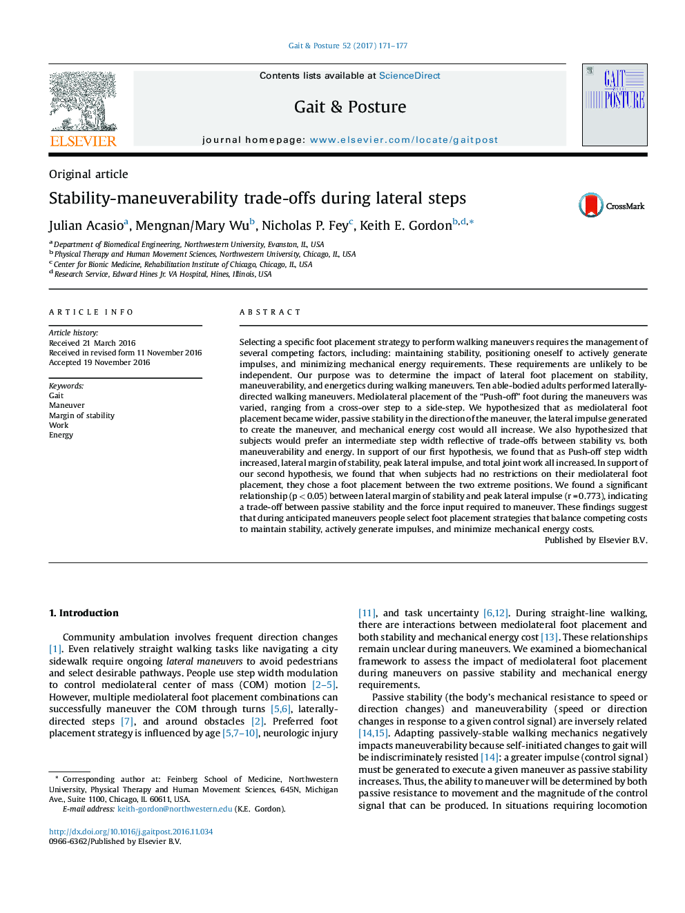 Stability-maneuverability trade-offs during lateral steps