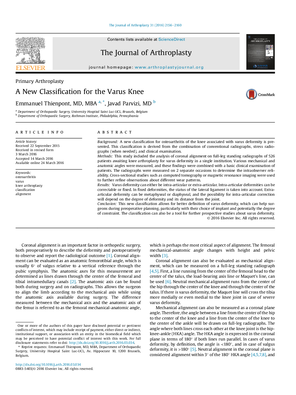 A New Classification for the Varus Knee