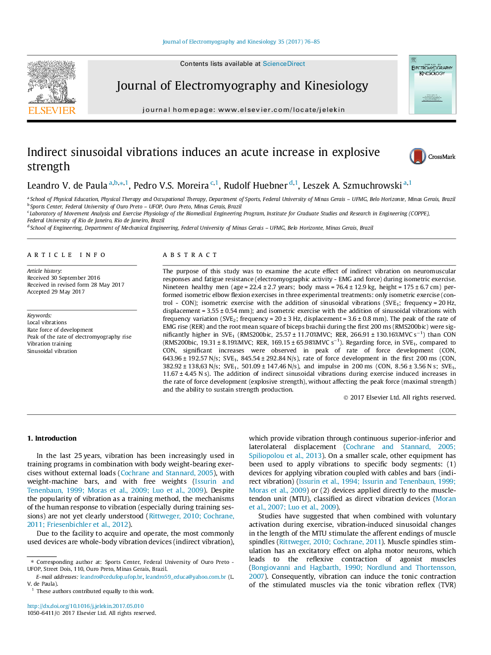 Indirect sinusoidal vibrations induces an acute increase in explosive strength