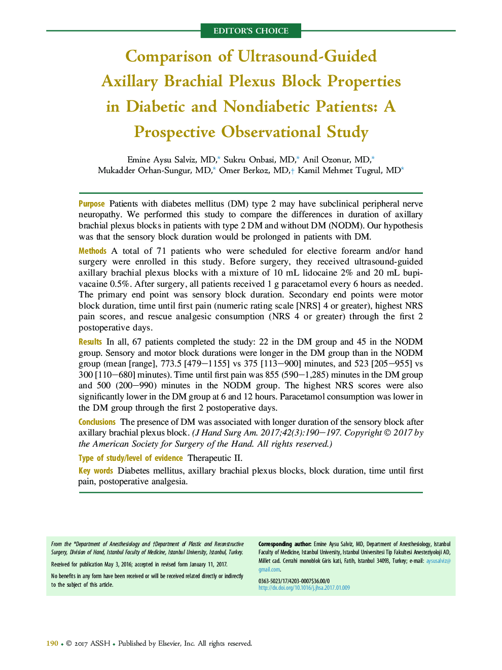مقایسه ویژگی های بلوک انعقاد پیوند انعقادی سونوگرافی در بیماران دیابتی و غیر دیابتی: یک مطالعه آینده نگر 